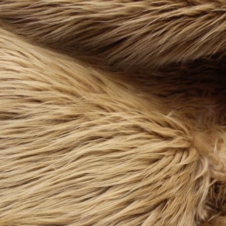 Caramel Faux Fake Mongolian Animal Fur Fabric Long Pile | iFabric