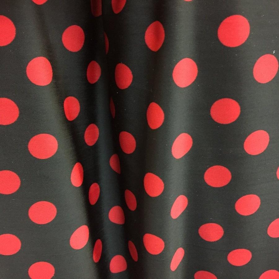 Red Polka Dots on Black Spandex Fabric | iFabric