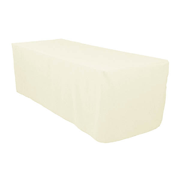 6 Ft Ivory Fitted Polyester Rectangular Tablecloth | iFabric