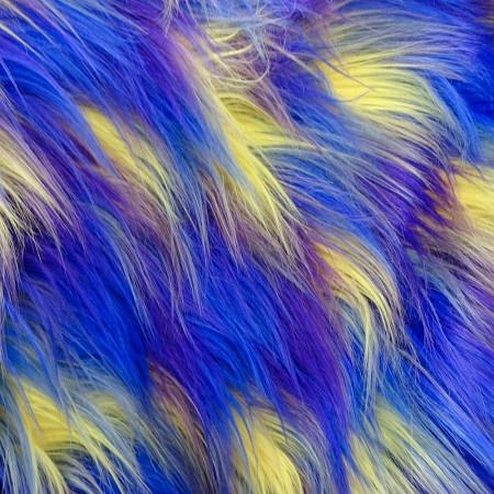 Blue Purple Yellow Shaggy Versicolor Faux Fur Fabric | iFabric