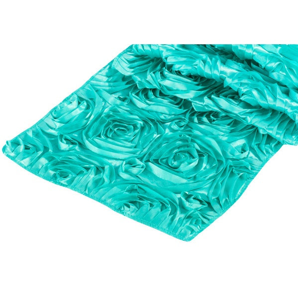 ( 3 Pack ) Light Turquoise Rosette Satin Table Runner | iFabric