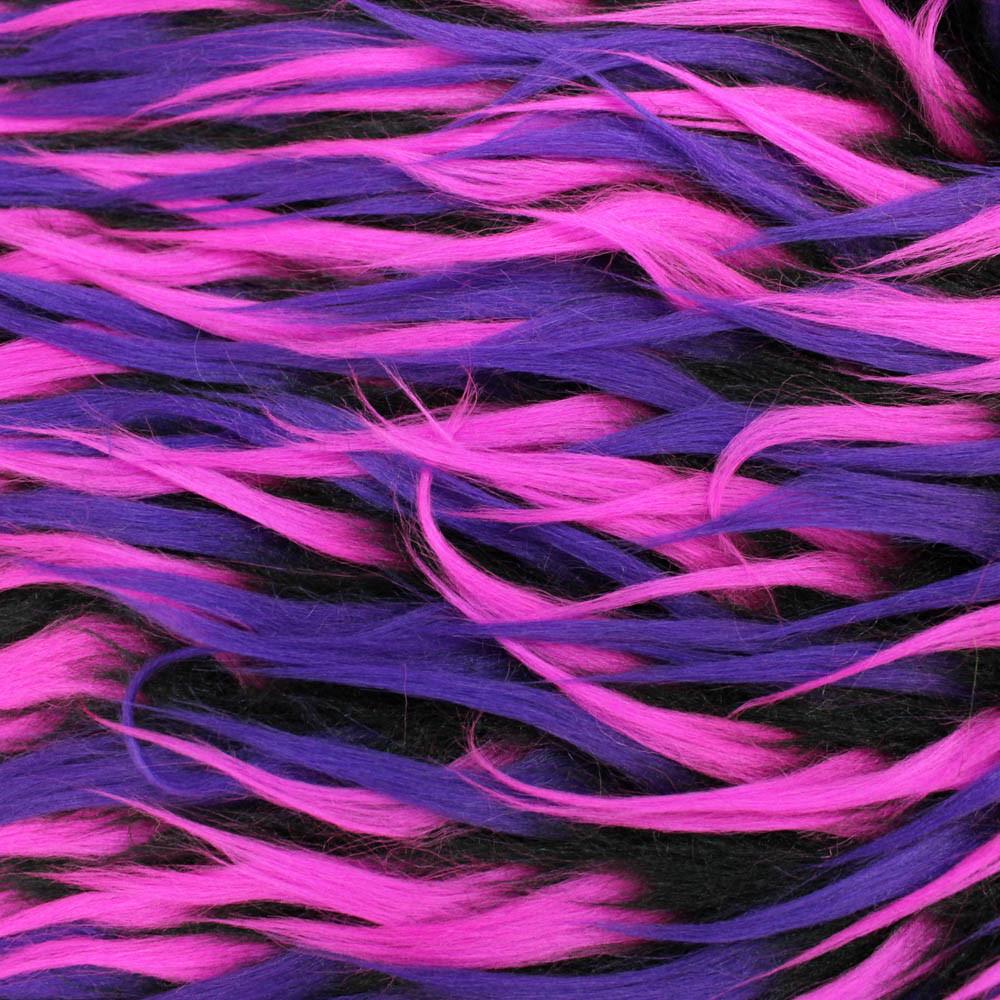 Hot Pink Purple on Black Three Tone Spiked Faux Fur Fabric | iFabric