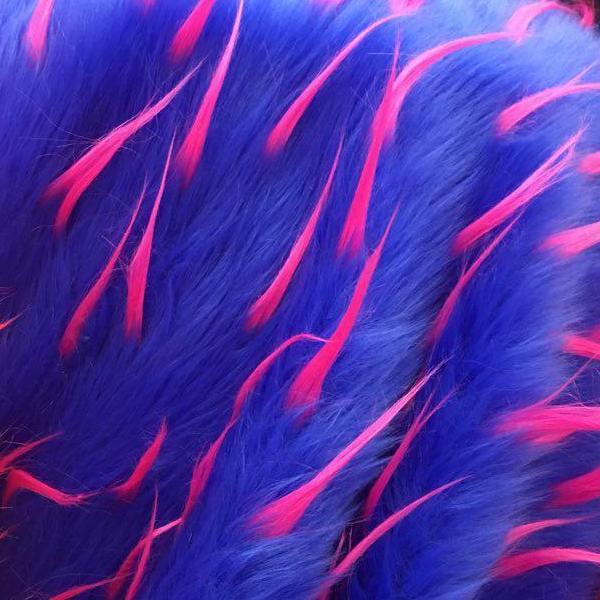 Royal Fuchsia Faux Fur Two Tone Spiked Shaggy Long Pile Fabric | iFabric