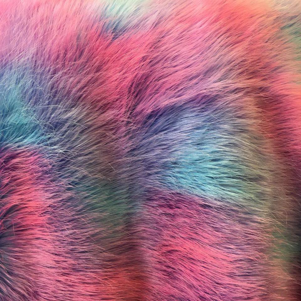 Royal Backing Faux Fur Wave Rainbow Fur Fabric | iFabric