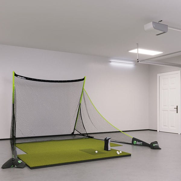 GCQuad Training Golf Simulator Package with SIGPRO Softy 4' x 7' golf mat