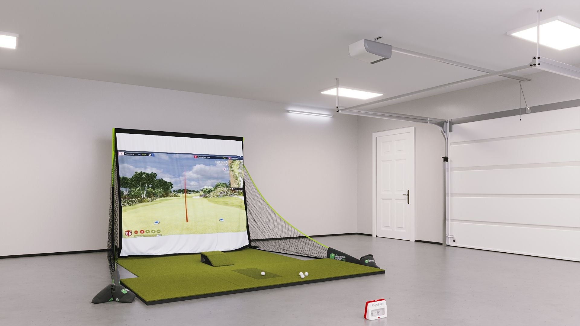 FlightScope MEVO+ Bronze Golf Simulator Package with SIGPRO Softy 4x10 Golf Mat