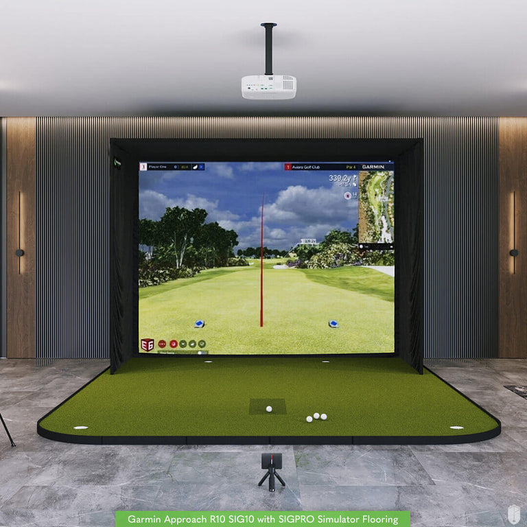 Garmin approach r10 SIG10 with golf simulator flooring 