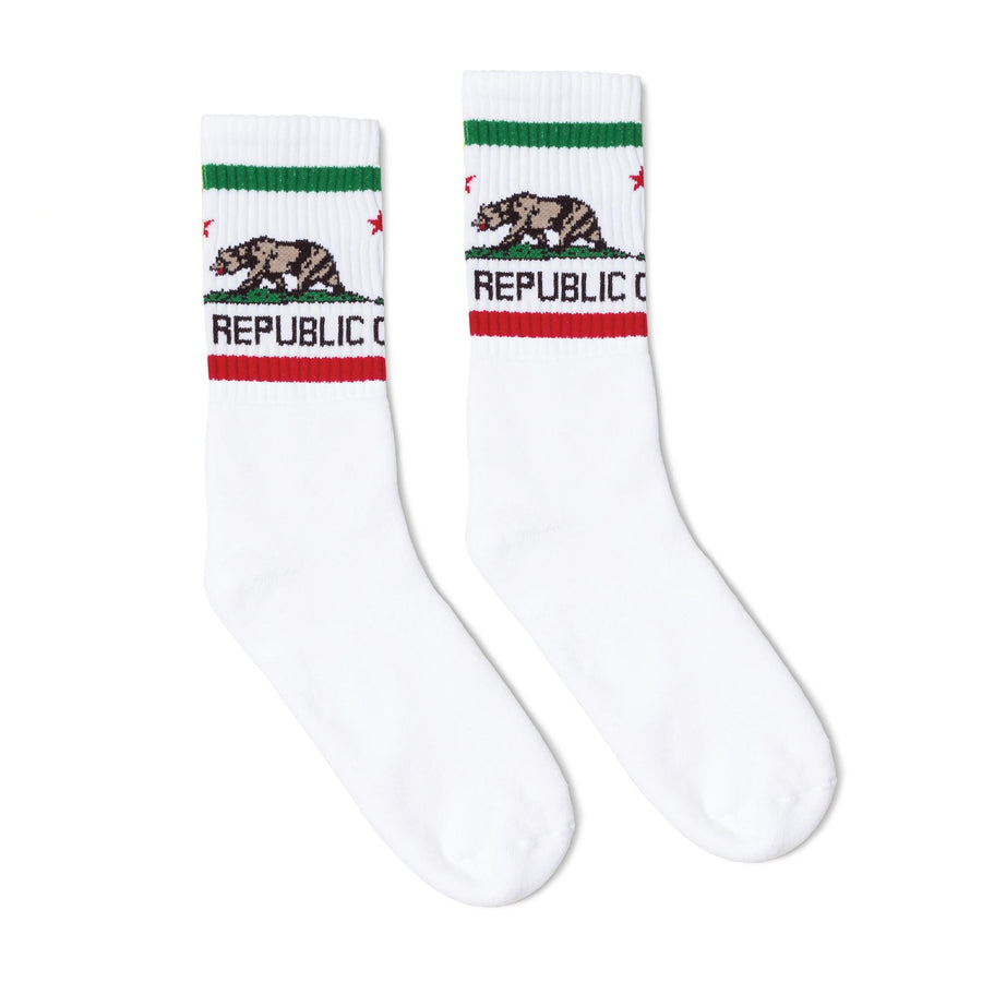 Ithaca broderi Påvirke SOCCO I California Bear Socks - White I Made in USA. – SOCCO®