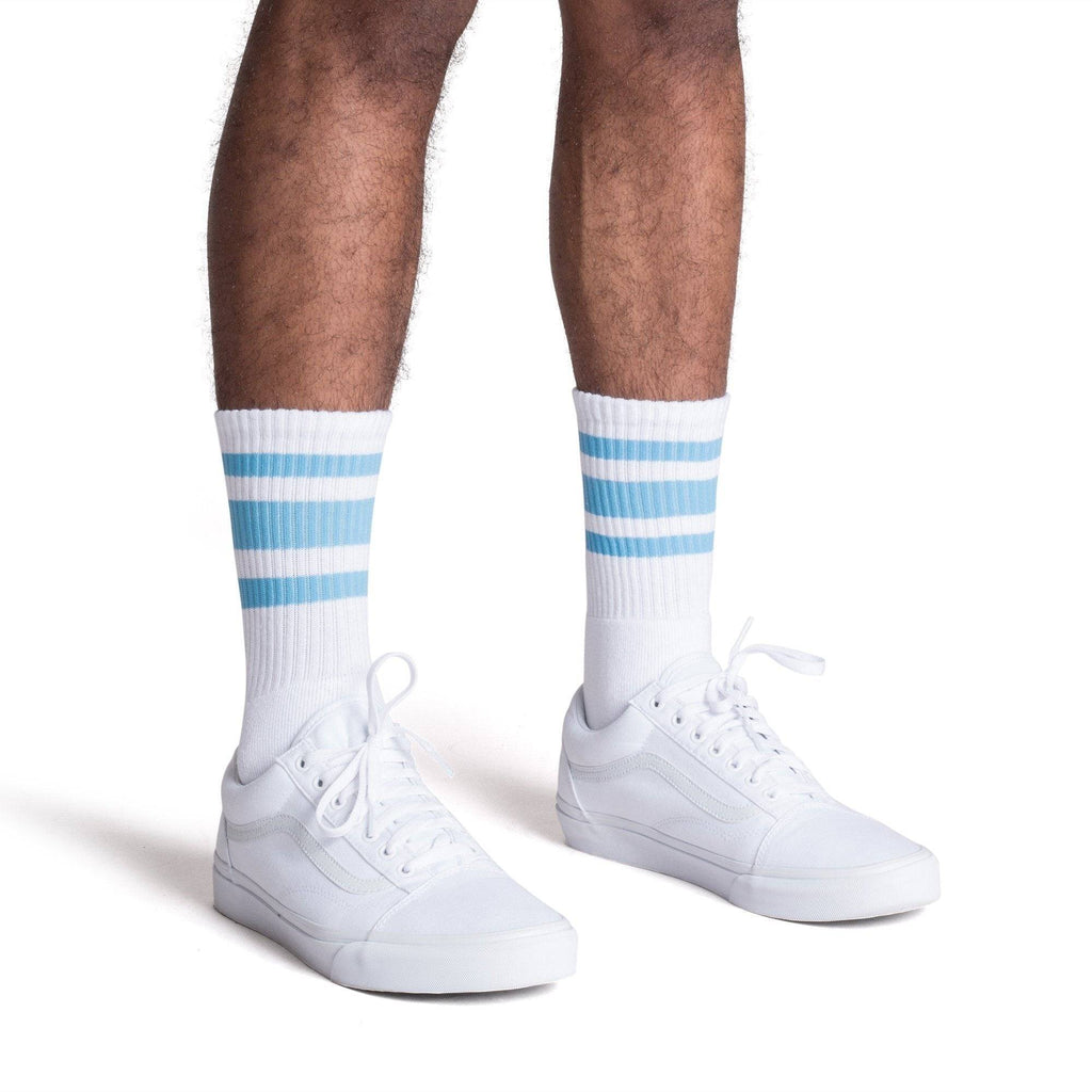 SOCCO I Carolina Blue Striped Socks I Made in USA