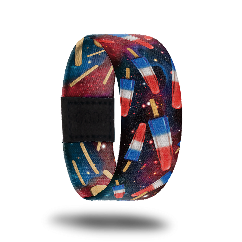 Be Cool-Sold Out-ZOX - This item is sold out and will not be restocked. Black and red space scene with red, white and blue popsicles. Inside is the same but it's just the Popsicle stick and says Be Cool.  