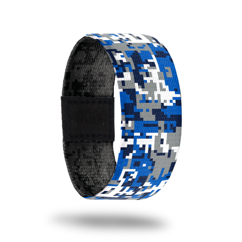 BigD-Sold Out-ZOX - This item is sold out and will not be restocked. Outside Design Digicamo with dark blue, blue, white, and gray. Inside Design Dark gray digicamo with dark blue and blue 'BigD' typography.