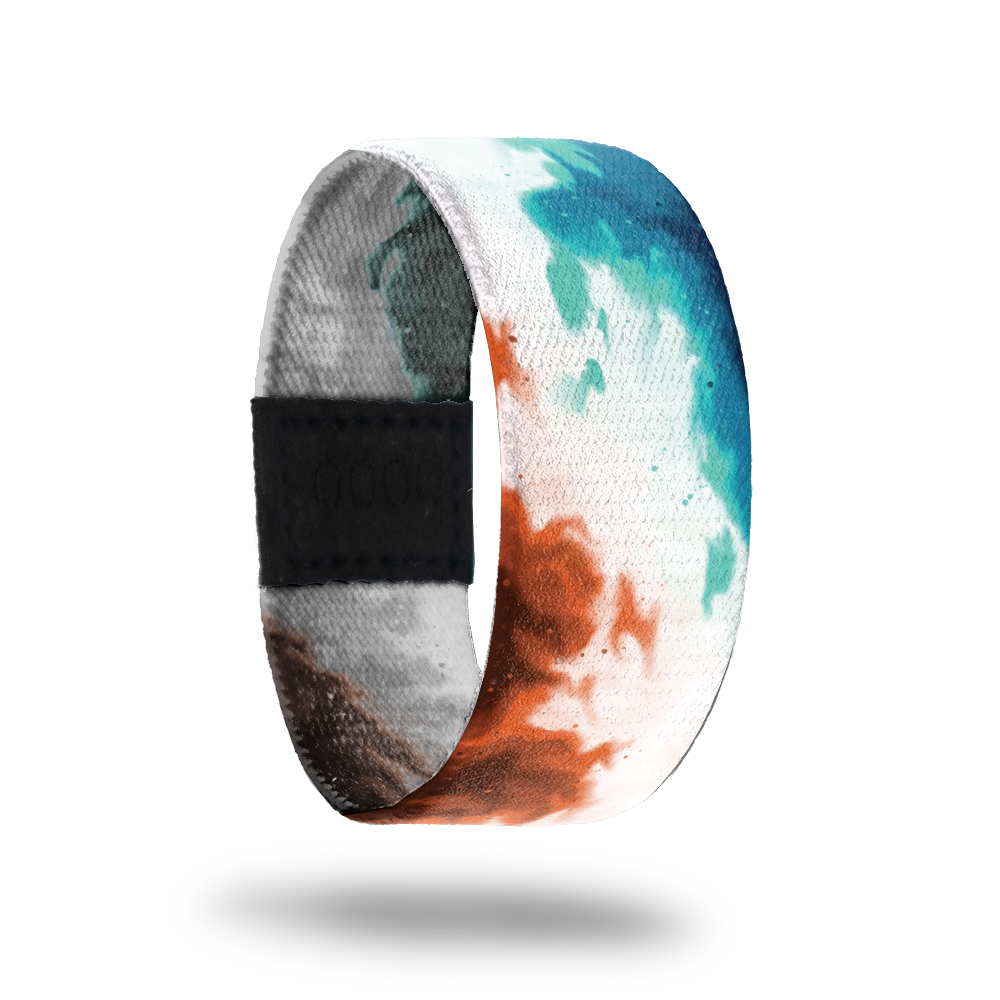 Breathe-Sold Out-ZOX - This item is sold out and will not be restocked. Watercolors abstract design of burnt orange, teal and white. Inside is the same and reads Breathe.