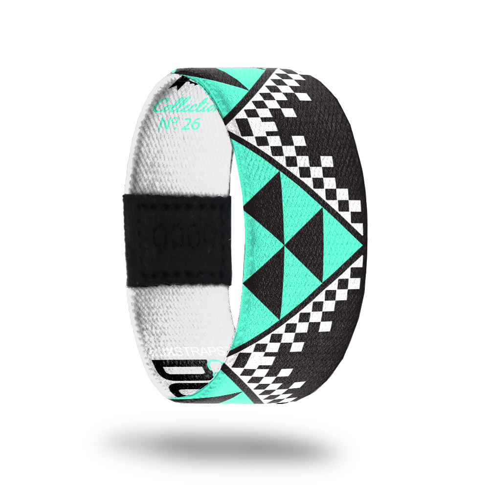 Do-Gooders.-Sold Out-ZOX - This item is sold out and will not be restocked. Outside Design Black with a tribal pattern made from light aqua blue and white triangles. Inside Design Cool grey with light aqua blue and black "Certified Do-Gooders." typography.