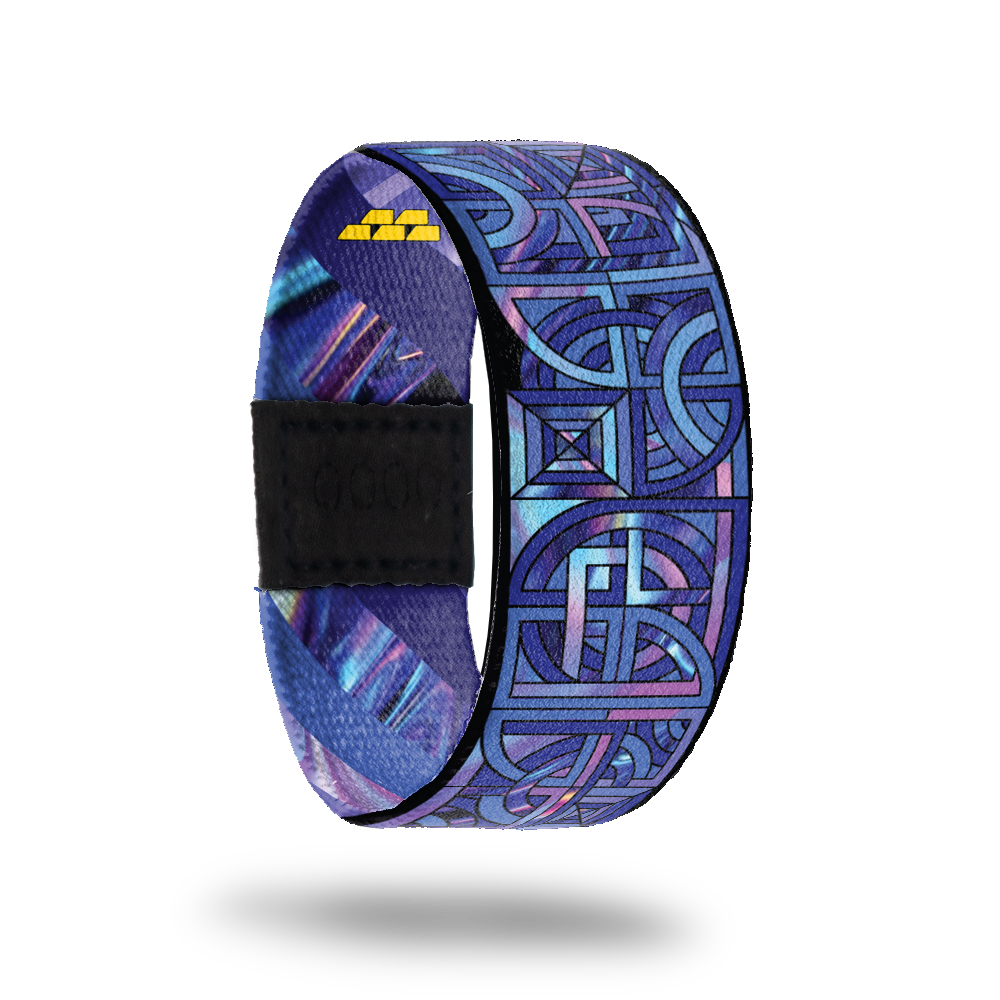 This is a reward item, do not purchase. ZOX strap with a stained glass design. Colors are purple, blue and pink with a matching pin. 