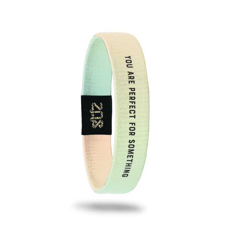 Inside design for You Are Perfect For Something. A gradient of light yellow to light green and You Are Perfect For Something in black text at the center