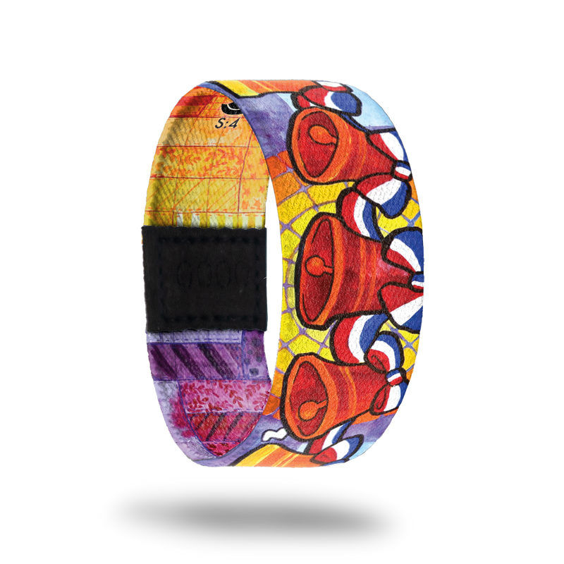 Are You Sleeping?-Sold Out-ZOX - This item is sold out and will not be restocked. Brightly colored yellow and orange sunset stained glass in the background. On top is red bells ringing. Inside is a patchwork design of orange, yellow and purple and says Are You Sleeping?. This is part of a mini collection. 