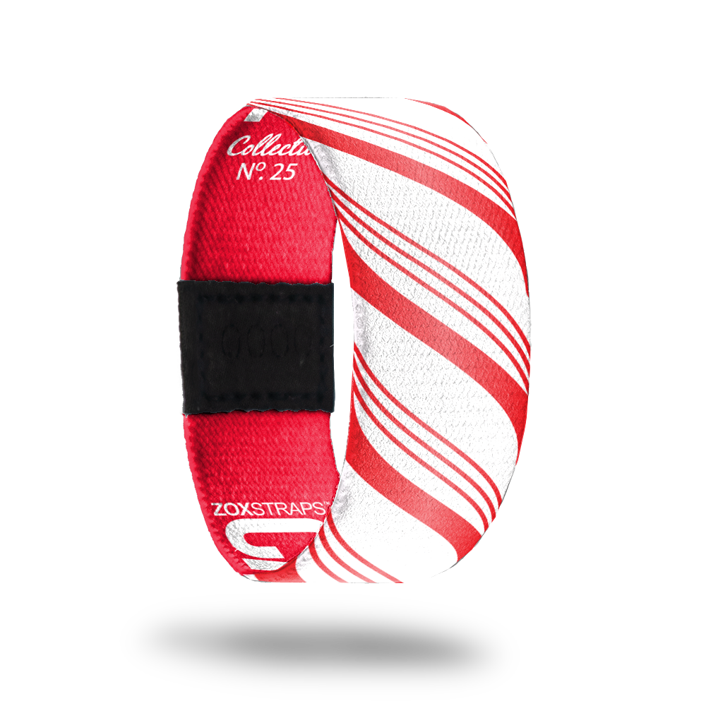 Candy Cane-Sold Out-ZOX - This item is sold out and will not be restocked. White and red candy cane design. Inside is plan red and says Candy Cane in white. 