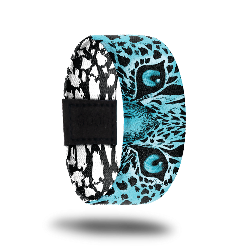 product photo of the front of Just As I Am. It is showing the blue coloration of the leopard.