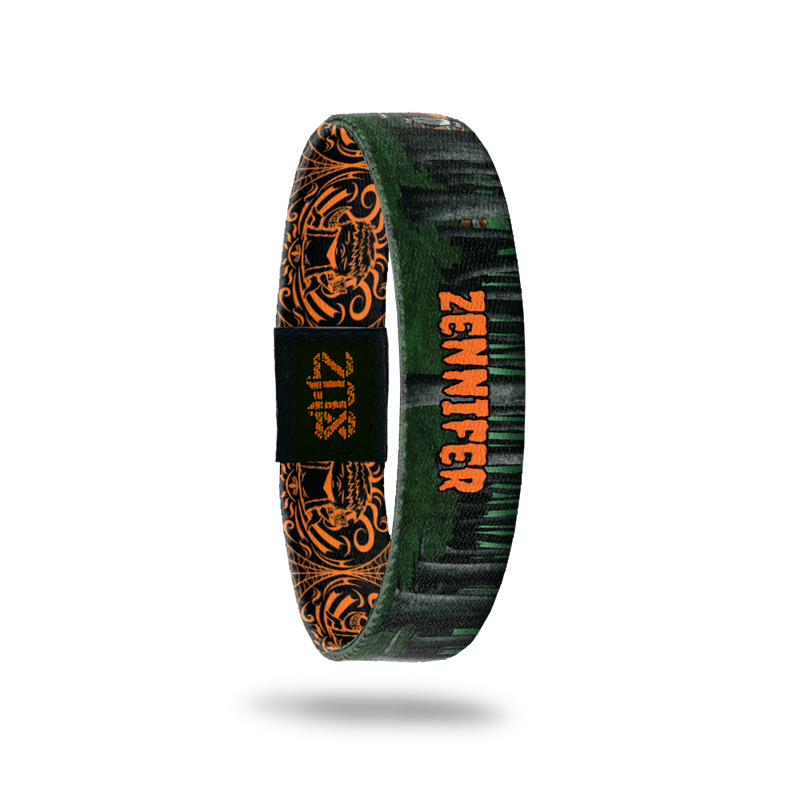 Product photo for the inside of 2020 - Day 4 - Zennifer: forest design with orange 'ZENNIFER' text