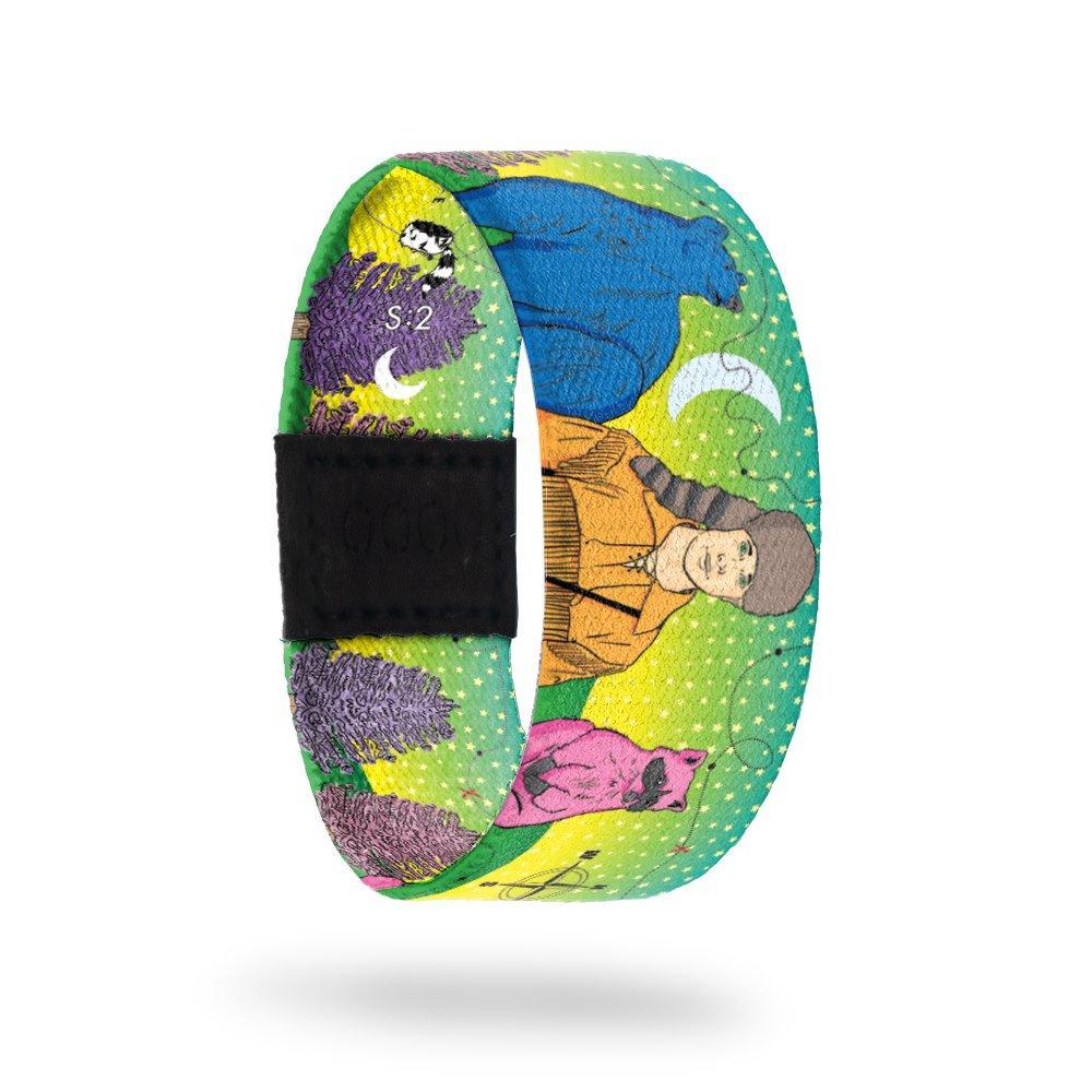 This is a reward item; do not purchase. Moonstone Strap with cartoon drawing of Davy Crockett and wildlife, very colorful. Inside reads Davy.