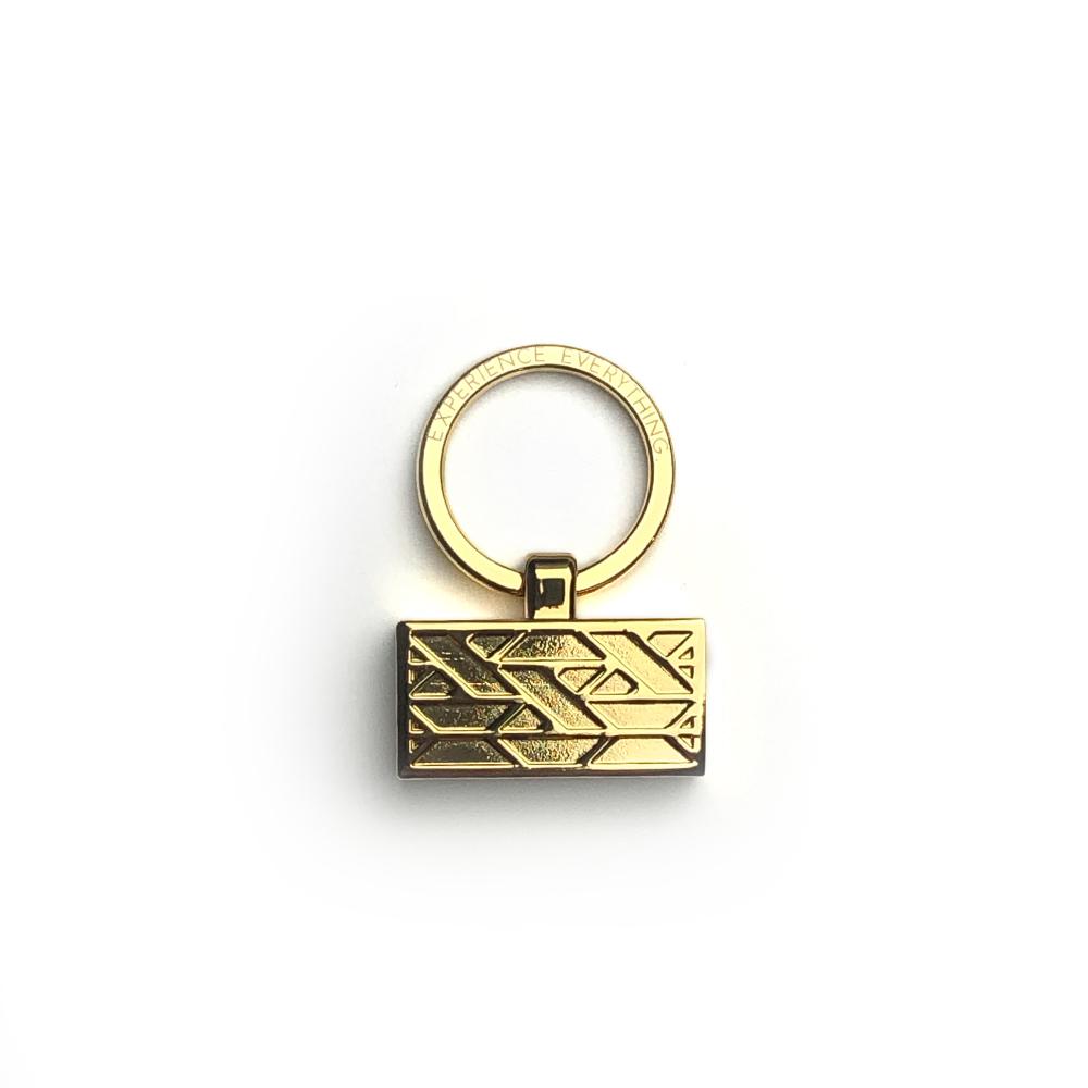 ZOXLOX is gold and has a keyring on one end and a rectangle connector on the other end which holds your wristband strap to make into a keychain.