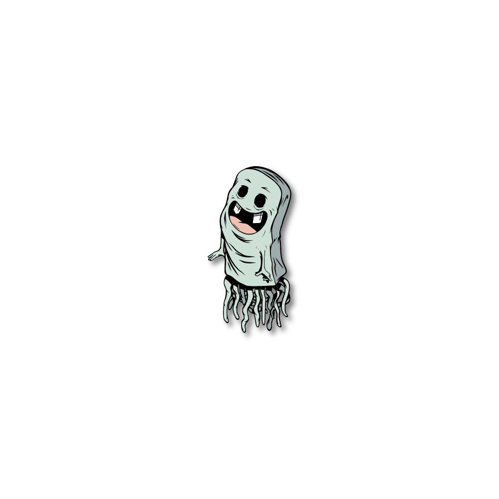 Enamel pin photo of 2020 - Day 15 - Two Bit Tim: gray squid-like monster with 2 teeth
