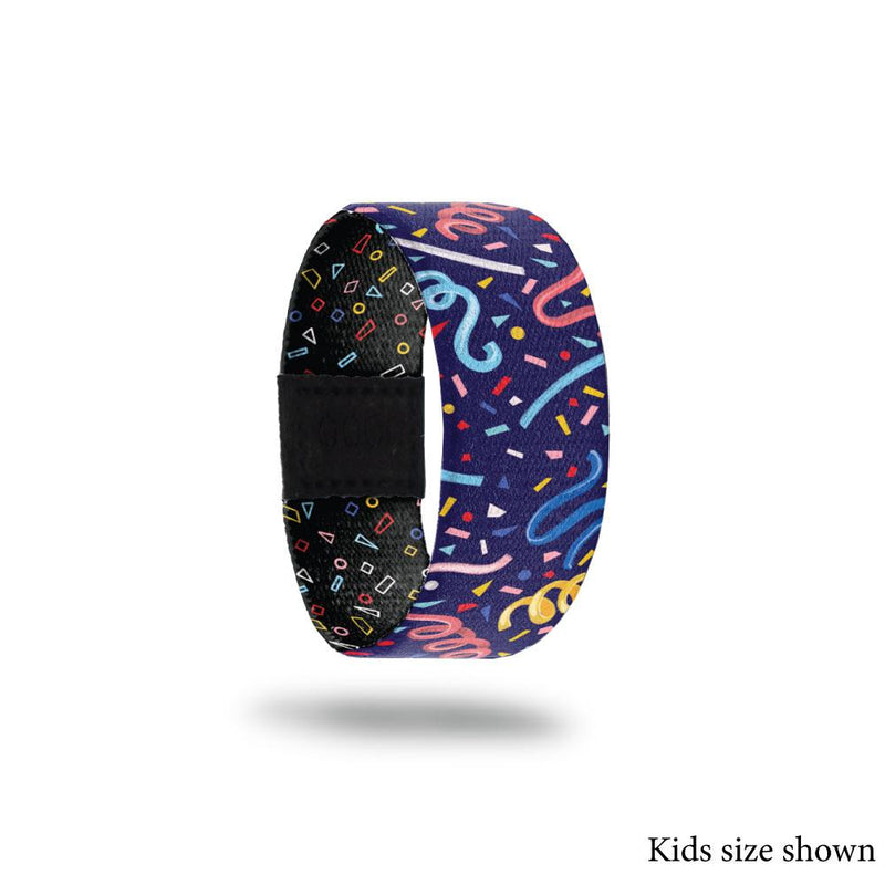 Outside Design of Sprinkle Kindness Like Confetti (kids size): dark blue background with varying colored confetti