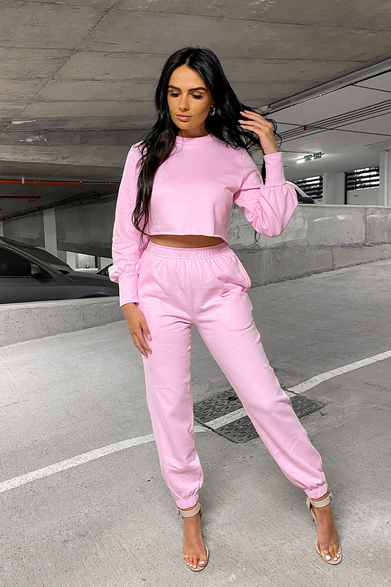 Pink Cropped Lounge Jogger Top – Rochelle Tayla