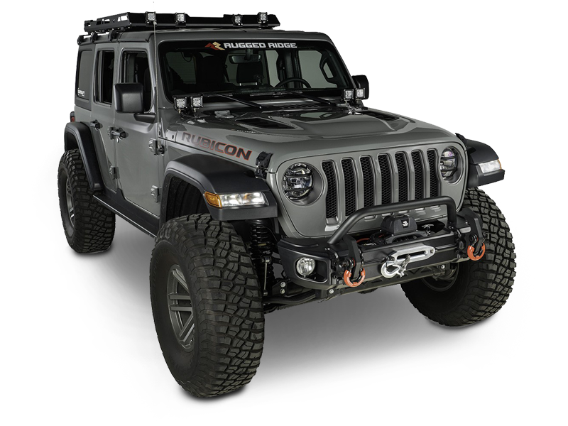 RUGGED RIDGE Arcus Front Bumper Tube Overrider, Black; 18-up Jeep Wran –  FORTEC4x4