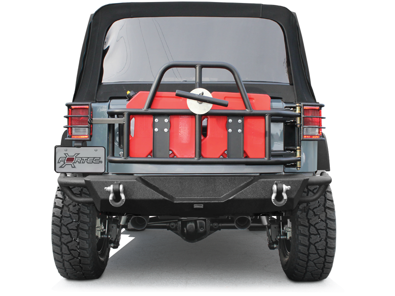 Or Fab Swing Away Tire Carrier With 2 Rotopax Fuel Cans Textured Black For 07 18 Jeep Wrangler Jk Jk Unlimited