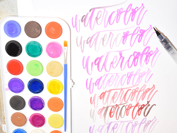 Watercolor set watercoloring lettering practice guide