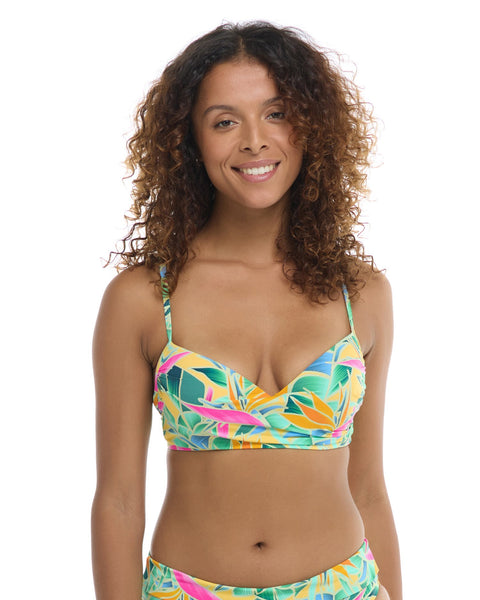 Mid Waist Fold Over Traditional Rise Fuller Coverage Bikini Bottom -  Pineapple Yellow/Multicolor – SKYE