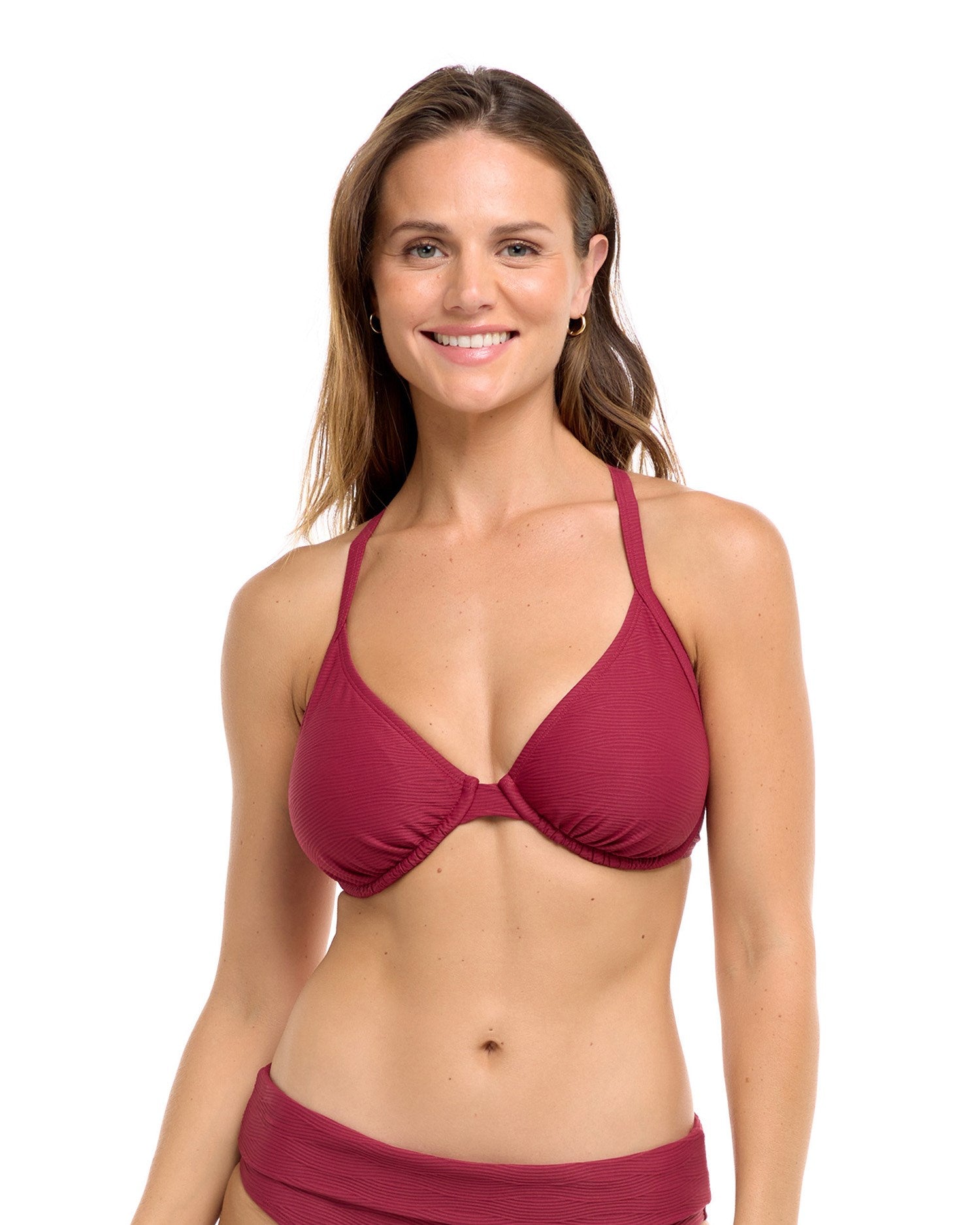 NEW M&S DD+ PLUNGE BIKINI TOP WITH XTRA LIFE LYCRA & MOULDED CUPS SIZE 40F
