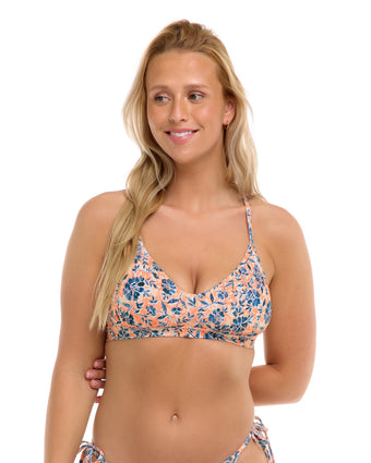 NEW Navy Blue Floral Sz Small Removeable Straps & Pads Bikini Swim Top KONA  SOL on eBid Canada