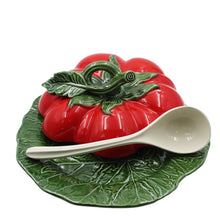 Load image into Gallery viewer, Faiobidos Hand-Painted Ceramic Tomato Large Tureen with Spoon

