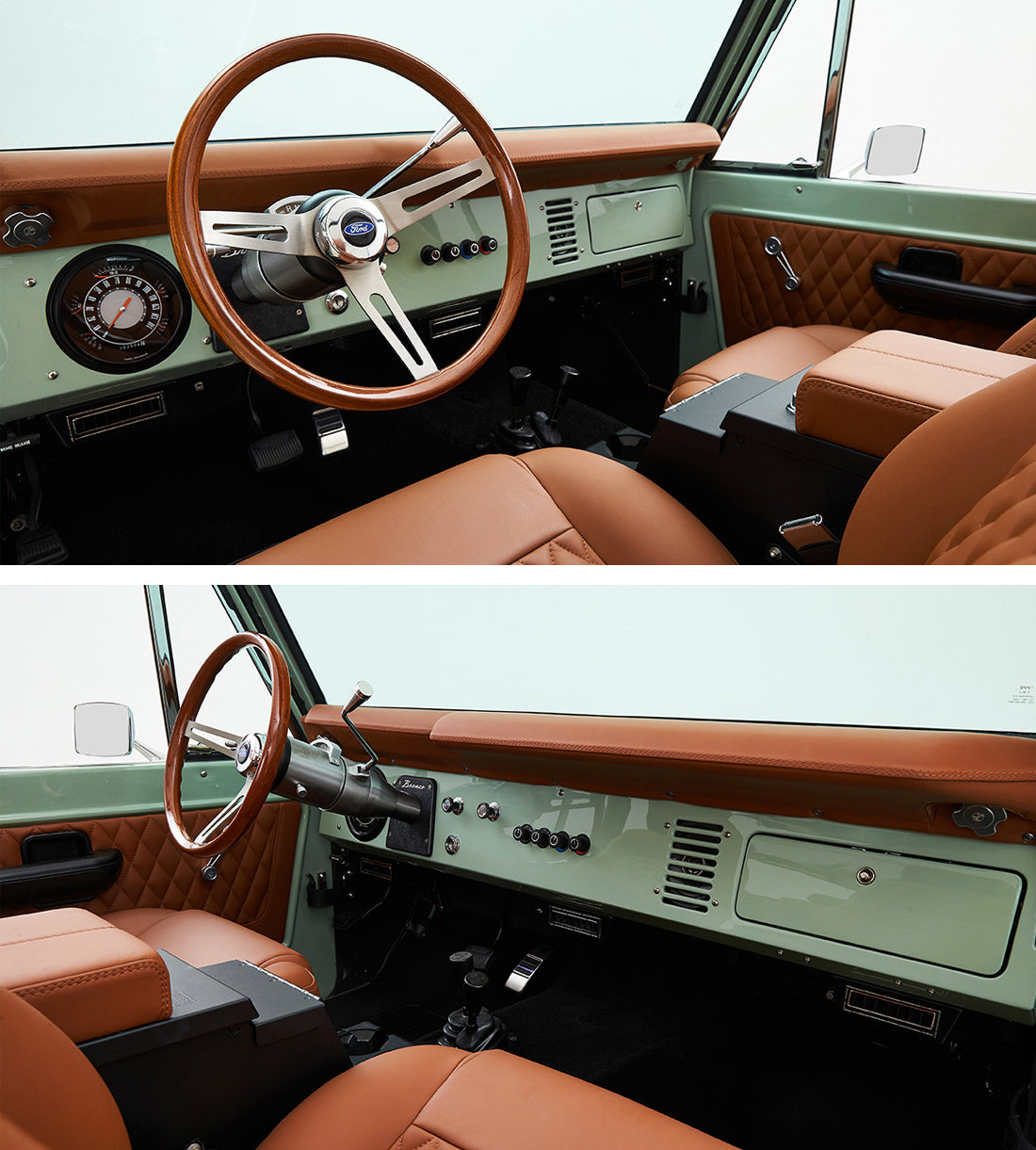 Classic_Ford_Bronco_Relicate_BMW_Cinnamon_Leather dash