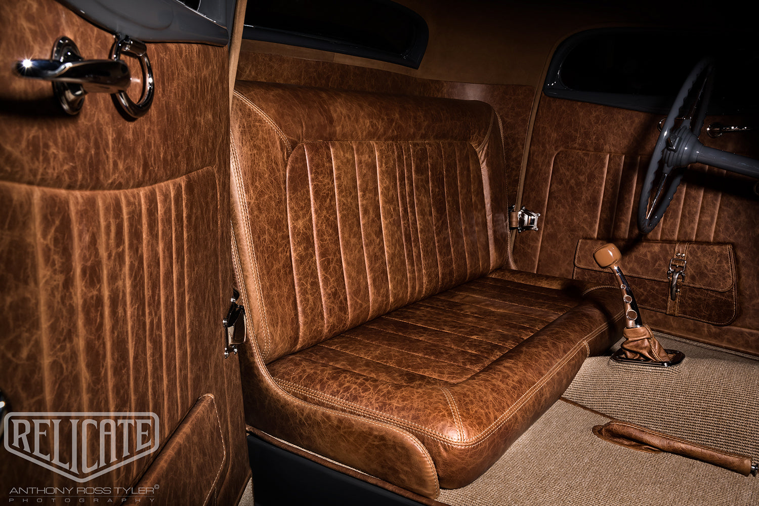 1933 drylakes coupe relicate distressed leather interior