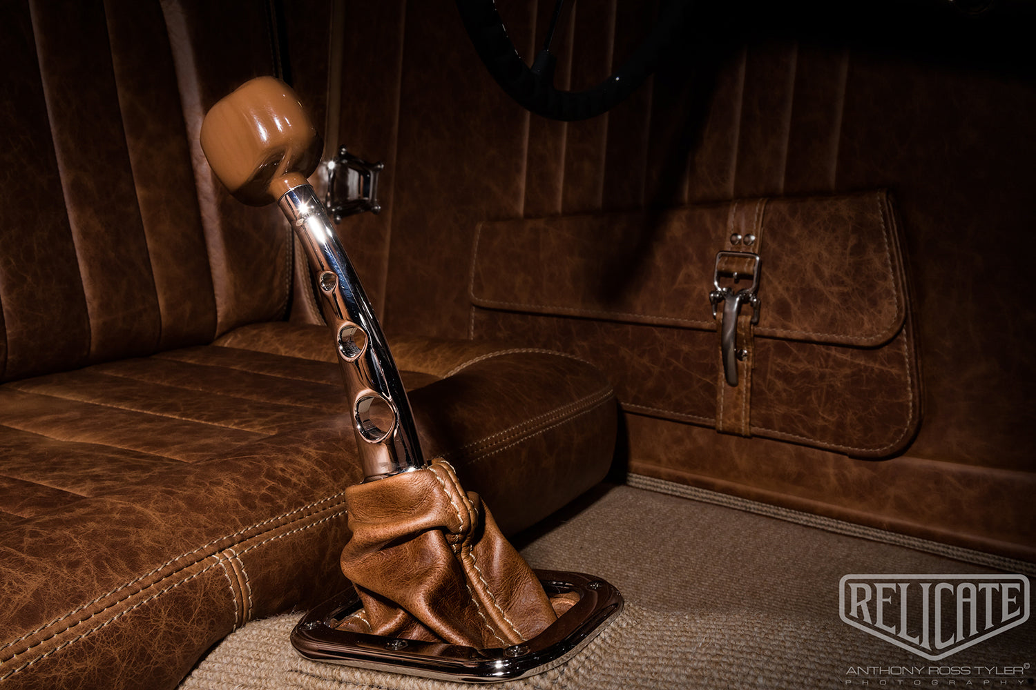 1933 drylakes coupe relicate distressed leather interiors shifter detail