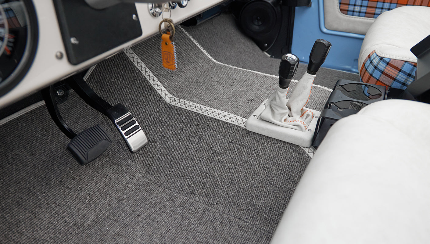 Classic Ford Bronco with German Square Weave custom carpet installed