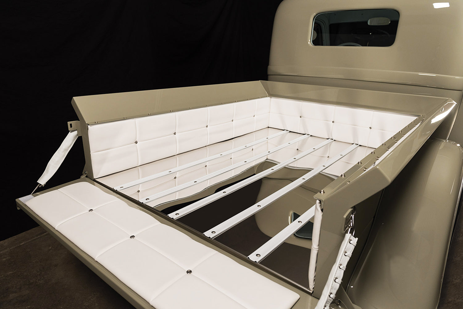 1935 Dodge Pickup Truck bed with Relicate White Leather custom interior