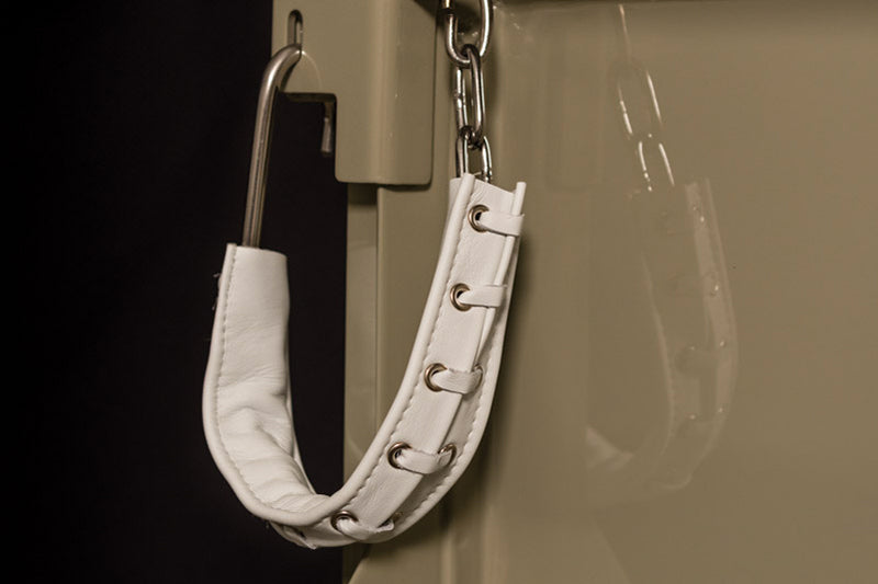 Relicate White leather tailgate chain covers