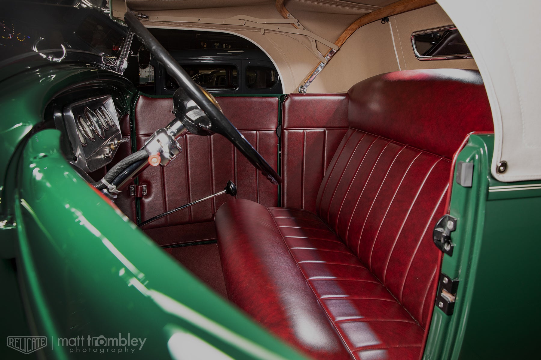 1932 Ford Roadster Nostalgia Ranch Relicate Antiqued Oxblood Leather Interior