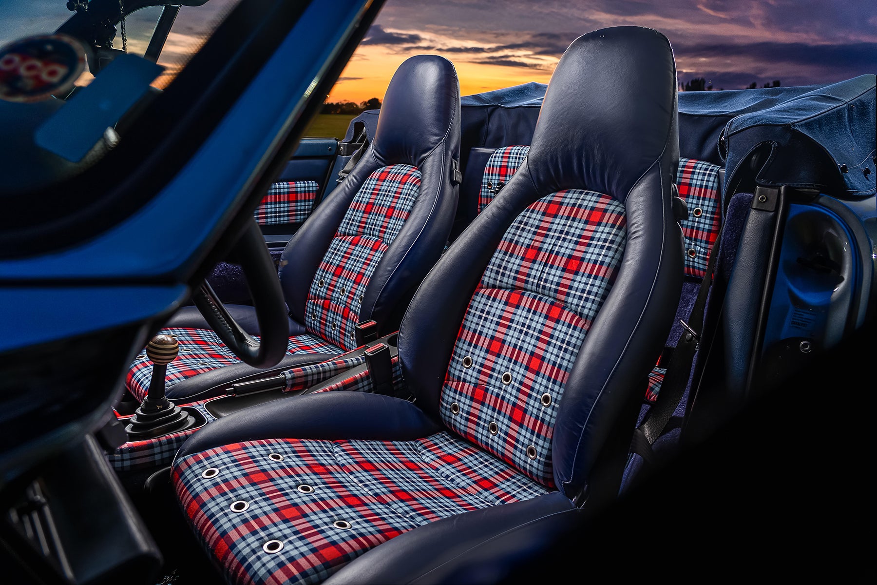 Relicate Leather Spirt of Le Mans Plaid Tartan Cloth Fabric