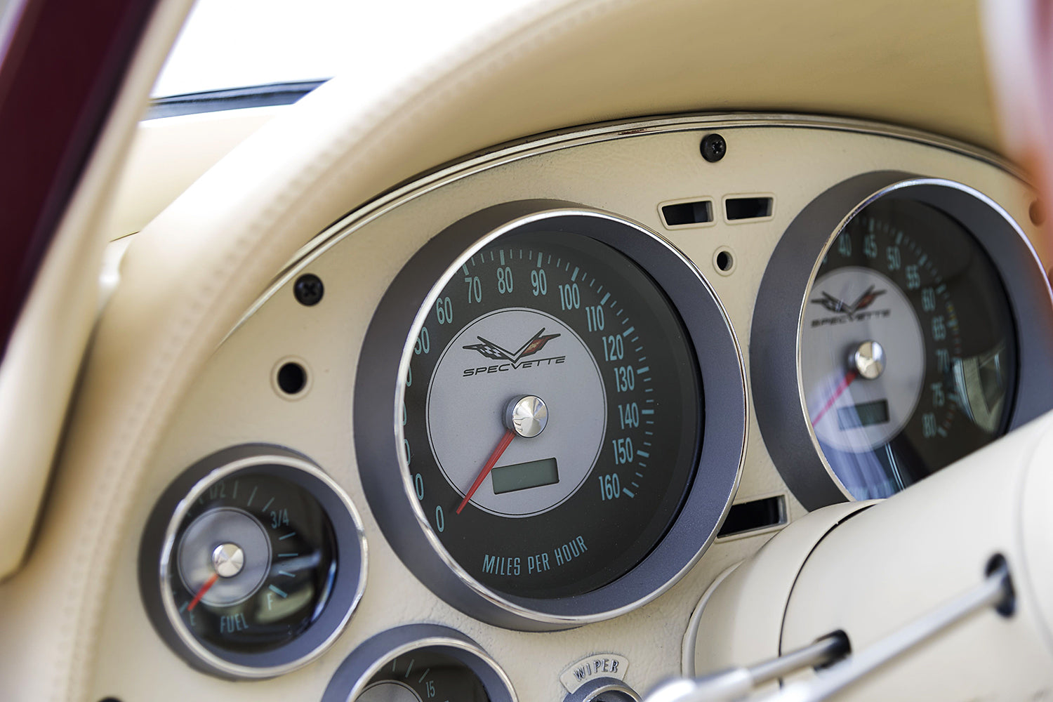1963 Split Window Corvette with Relicate Napali Custom leather interior dash gauges