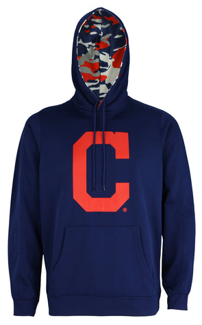 Men's Mitchell & Ness Navy Cleveland Indians Logo Lightweight Raglan  Pullover Hoodie