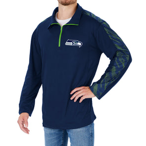 Zubaz NFL Men's Seattle Seahawks Tonal Black Camo Full Zip Hoodie