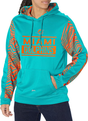 Zubaz Miami Dolphins Marina/Orange Static Crew Neck Sweatshirt, Orange/Marina, Small