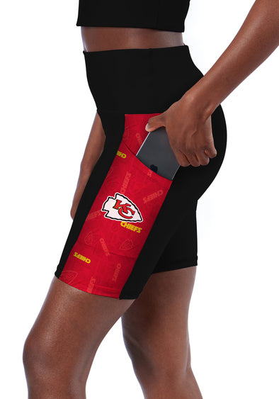 Women's Certo Black Kansas City Chiefs High Waist Logo Two-Pocket Biker  Shorts