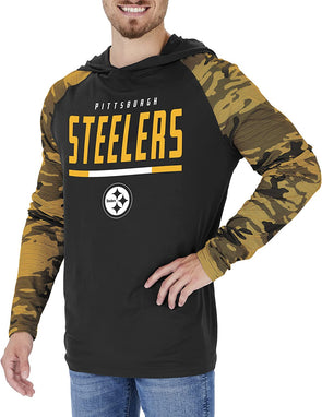 Men's Klew Black Pittsburgh Steelers Camouflage Cardigan