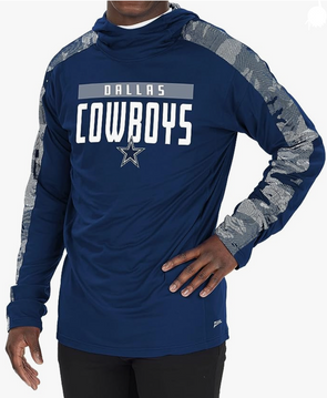 NFL Dallas Cowboys Men's Gray Long Sleeve Lightweight Full Back Run Hooded Sweatshirt - L